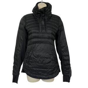 Lululemon Down For a Run Pullover Jacket Womens 4 Black Puffer Pockets Packable